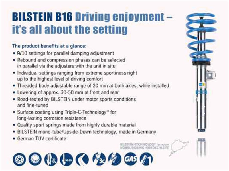 Bilstein B16 (PSS10) 12-14 Audi A6/A7 L4/V6 (Incld Quattro/TDI) Ft&Rr - 48-221832