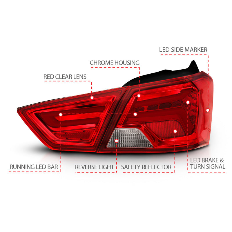 ANZO 14-18 Chevrolet Impala LED Taillights Red/Clear - 321346