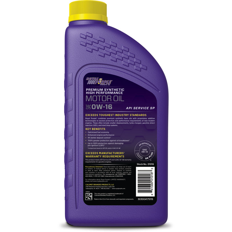 Royal Purple High Performance Ultra-Low Viscosity 0W-16 Motor Oil - - 06016 - 6/pkg