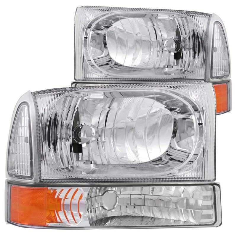 ANZO 2000-2004 Ford Excursion Crystal Headlights Chrome w/ Corner Lights - 111081