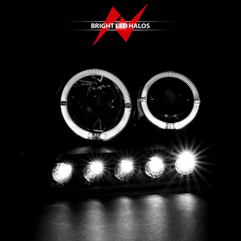 ANZO 1997.5-2003 Ford F-150 Projector Headlights w/ Halo and LED - 111031