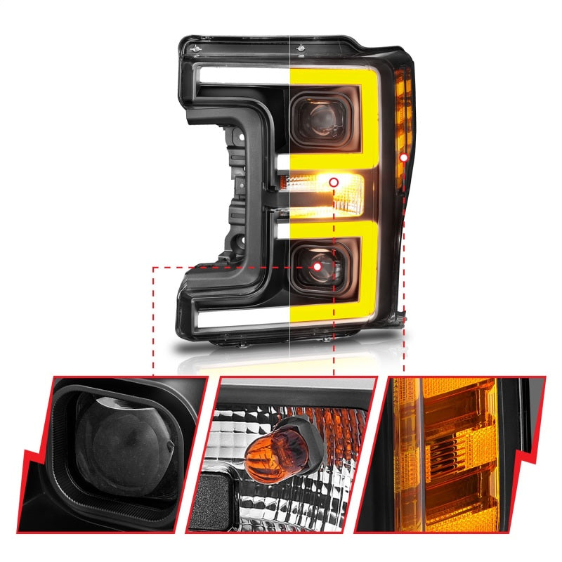 ANZO LED Headlights 17-18 Ford F-250 Super Duty Plank-Style L.E.D. - 111388