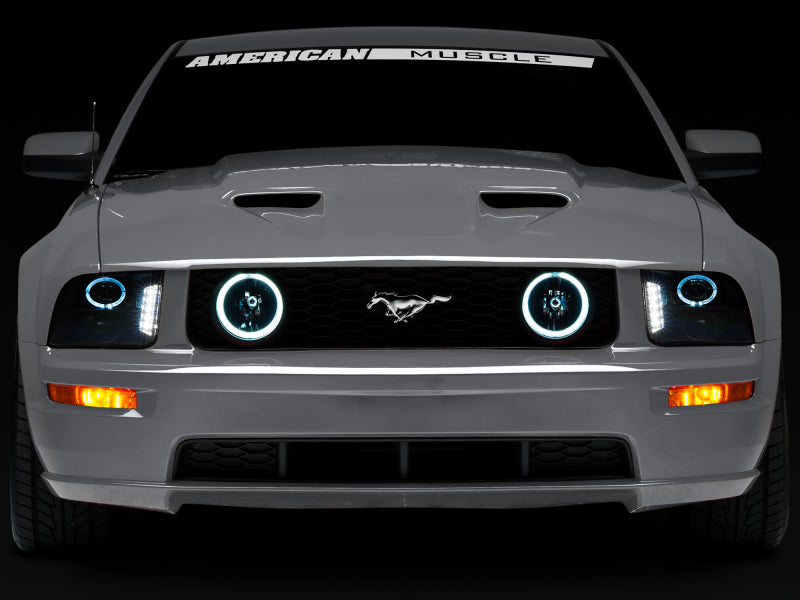 Raxiom 05-09 Ford Mustang w/ Halogen LED Halo Prjctr Headlights-Blk - 49128