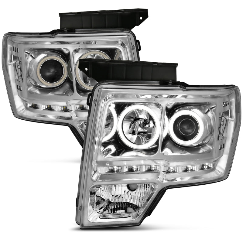 ANZO 2009-2014 Ford F-150 Projector Headlights w/ Halo Chrome (CCFL) - 111297