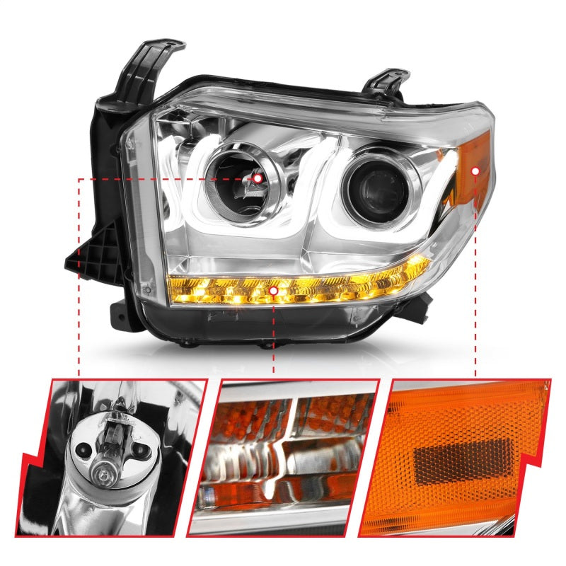 ANZO 2014-2016 Toyota Tundra Projector Headlights w/ U-Bar Chrome - 111319