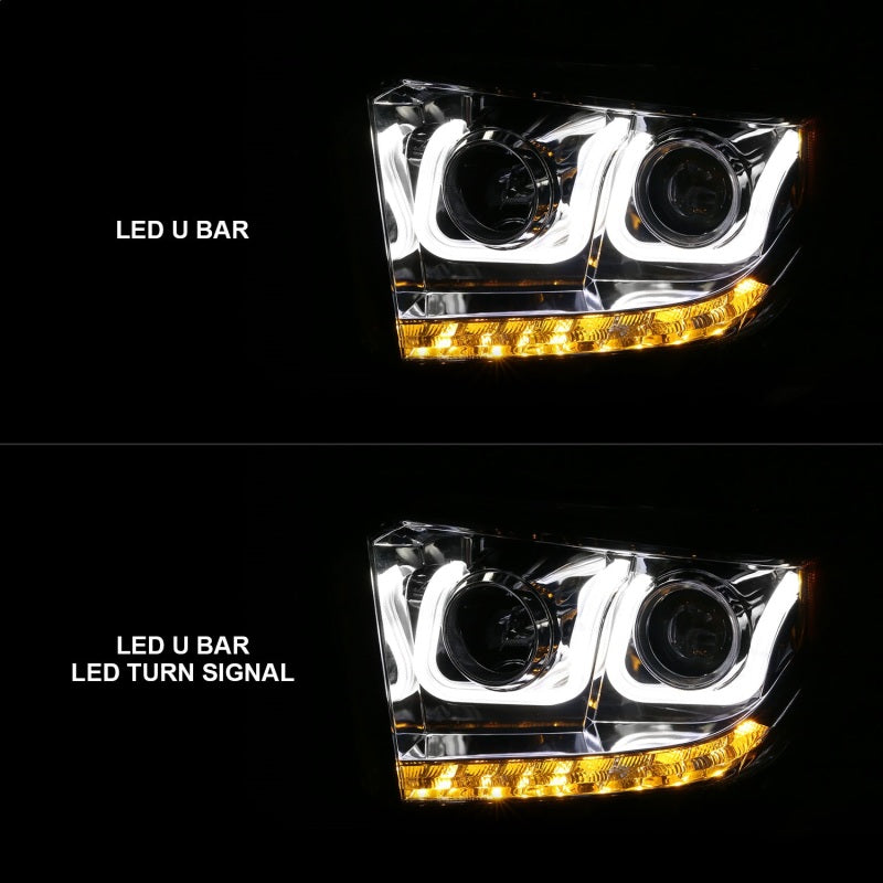 ANZO 2014-2016 Toyota Tundra Projector Headlights w/ U-Bar Chrome - 111319