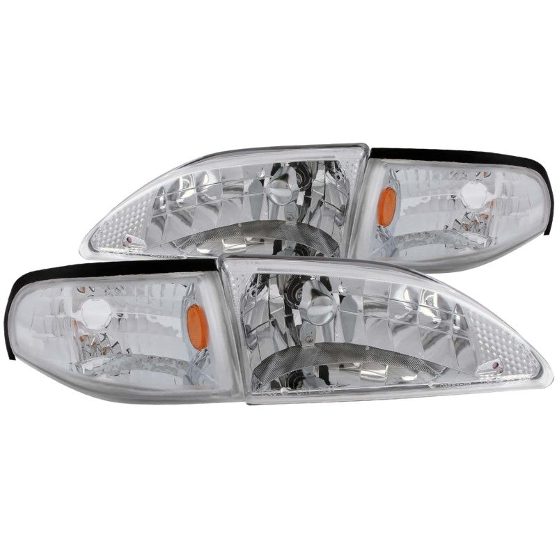 ANZO 1994-1998 Ford Mustang Crystal Headlights Chrome - 121262