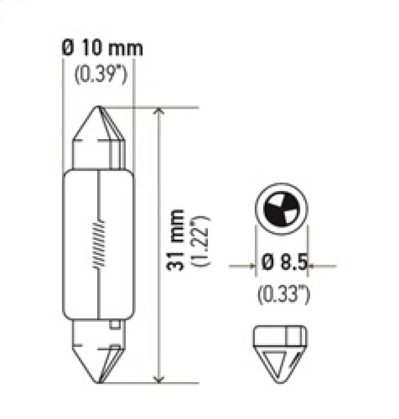 Hella Universal Clear 12V 10W 10x41mm T3.25 Bulb - 6411