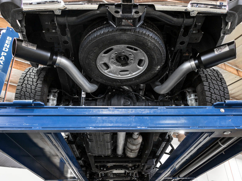 aFe Atlas Exhaust 4in Dual DPF-Back Al Steel w/ Pol - 49-04080-P