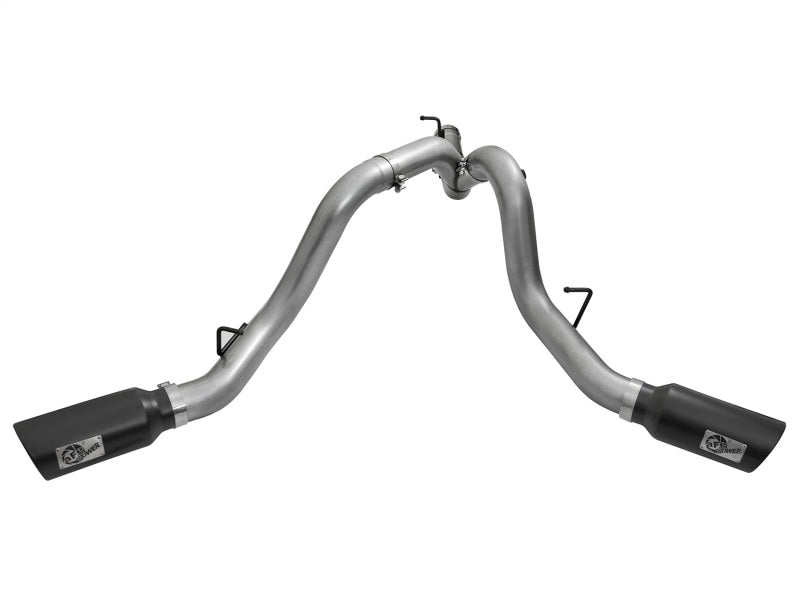 aFe LARGE Bore HD 4in Dual DPF-Back SS Exhaust w/Black - 49-44080-B