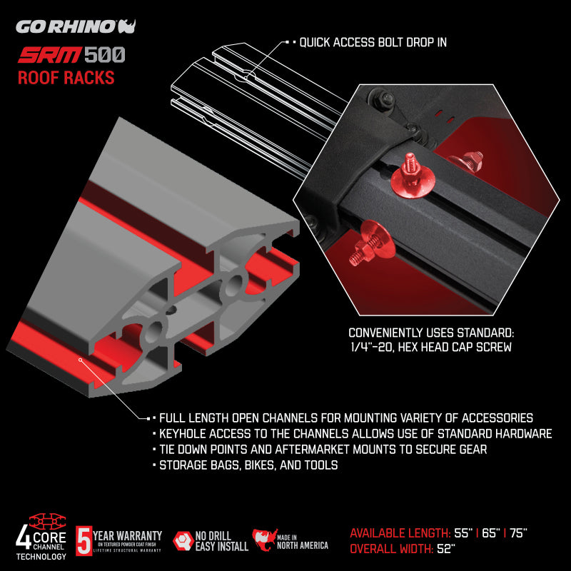 Go Rhino SRM500 Dual Rail Kit (For 75in. Long Rack) - 5935071T