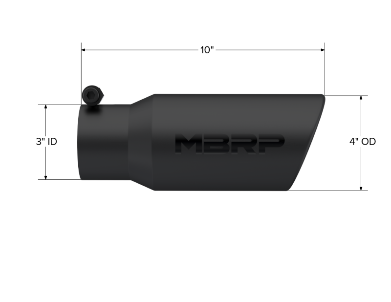MBRP Universal Tip 4in OD 3in Inlet 10in Length Angled - T5155BLK