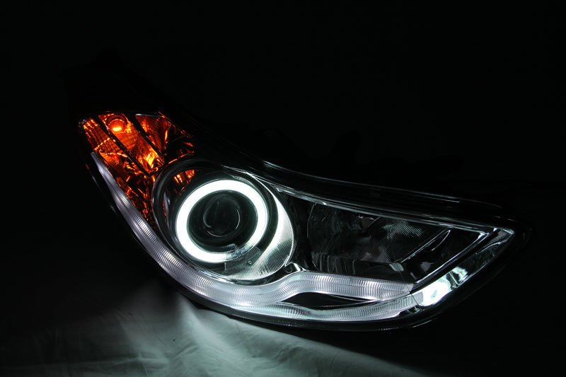 ANZO 2011-2014 Hyundai Elantra Projector Headlights w/ Halo Chrome (CCFL) - 121455