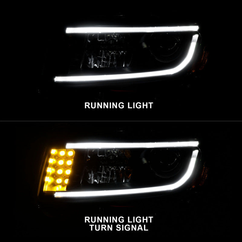 ANZO 2014-2015 Jeep Grand Cherokee Projector Headlights w/ Plank Style - 111329