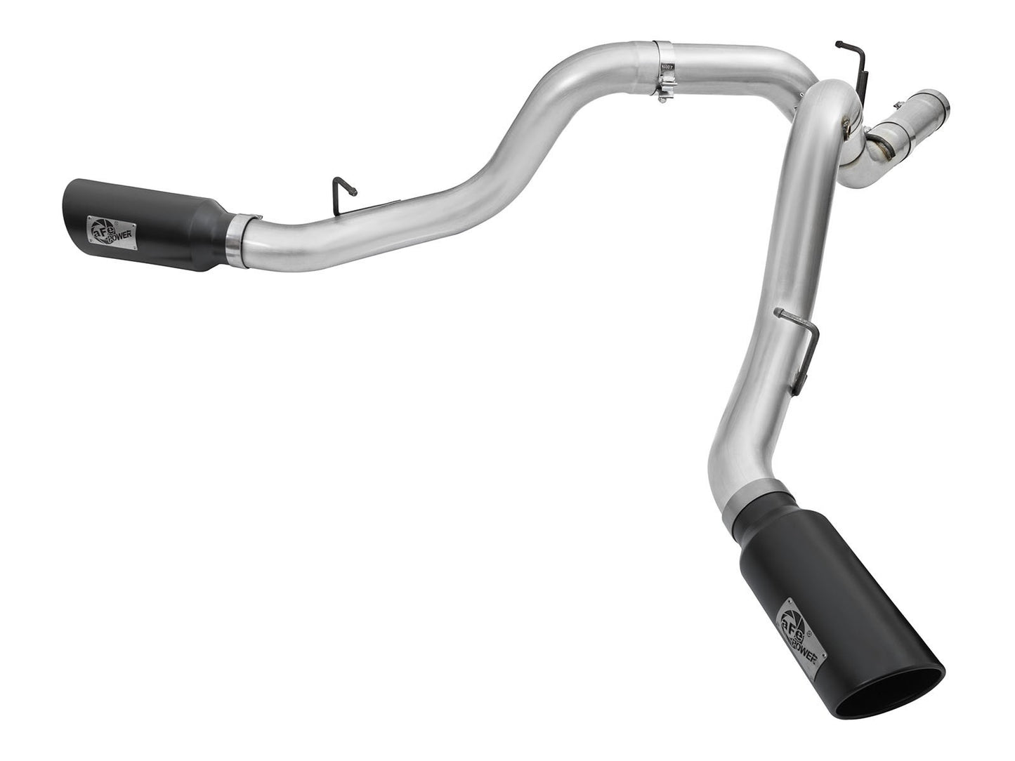 aFe Atlas Exhaust 4in Dual DPF-Back Al Steel w/ Black - 49-04080-B