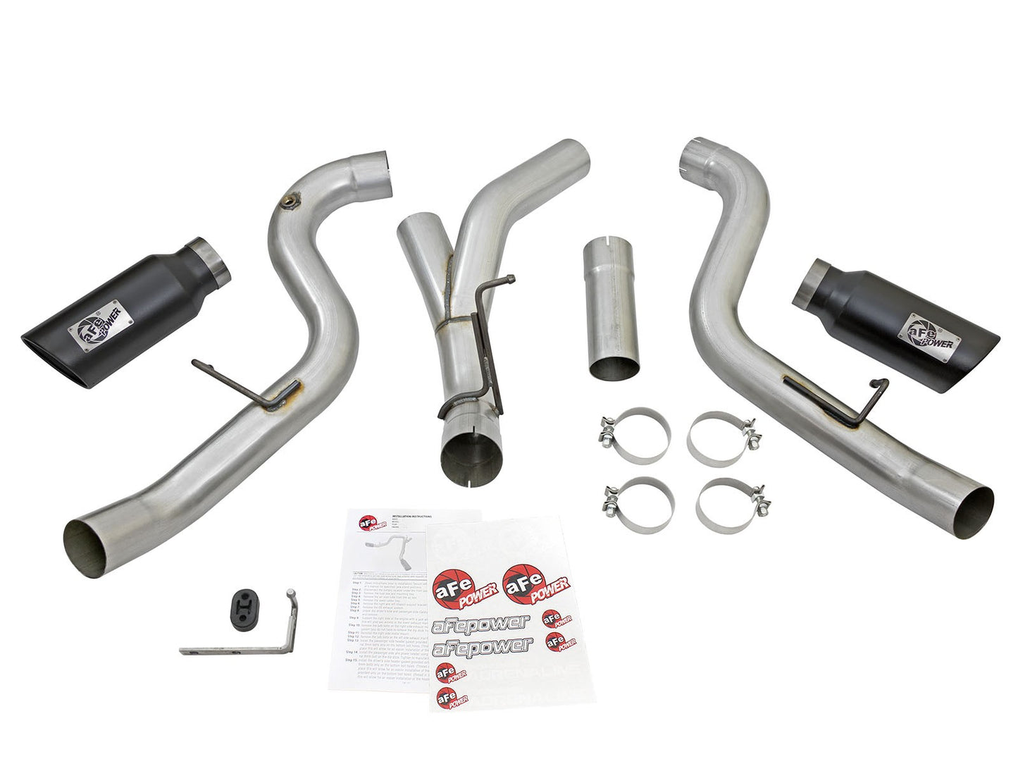 aFe Atlas Exhaust 4in Dual DPF-Back Al Steel w/ Black - 49-04080-B