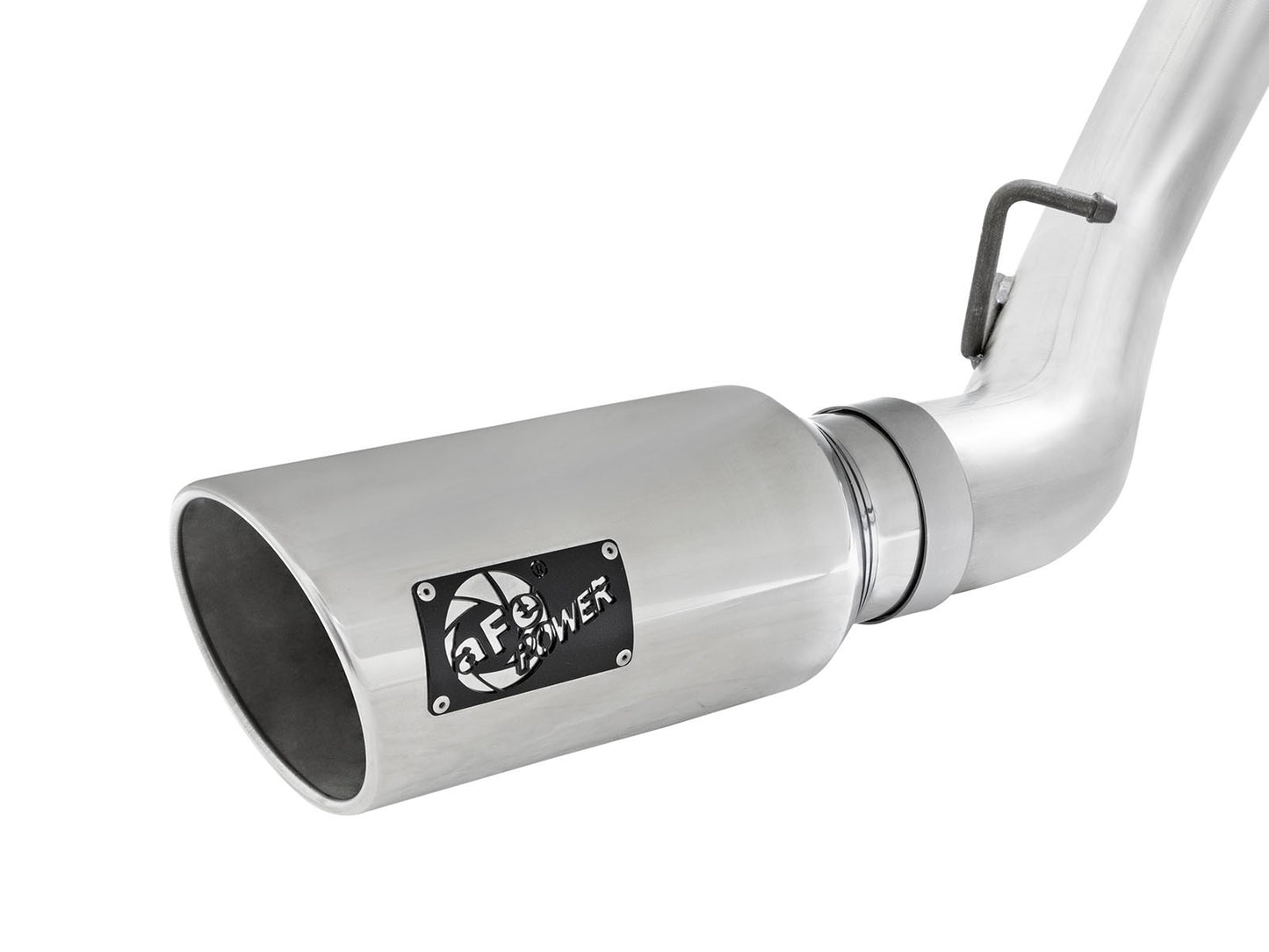 aFe Atlas Exhaust 4in Dual DPF-Back Al Steel w/ Pol - 49-04080-P