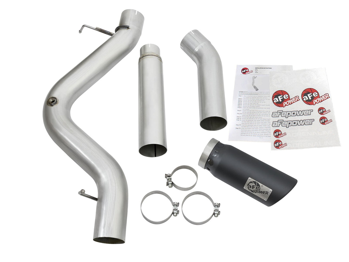 aFe Atlas Exhaust 5in DPF-Back Aluminized Steel w/ Black Tips - 49-04081-B