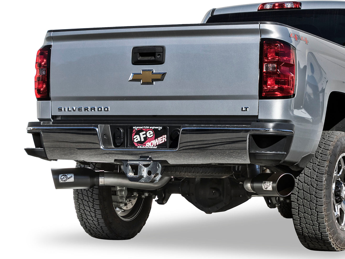 aFe LARGE Bore HD 4in Dual DPF-Back SS Exhaust w/Black - 49-44080-B