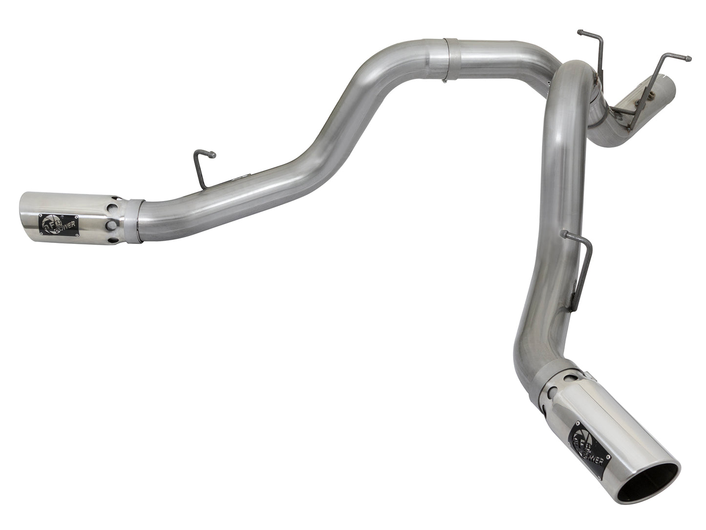 aFe Large Bore-HD 4in 409-SS DPF-Back Exhaust w/Dual Polished Tips - 49-44086-P