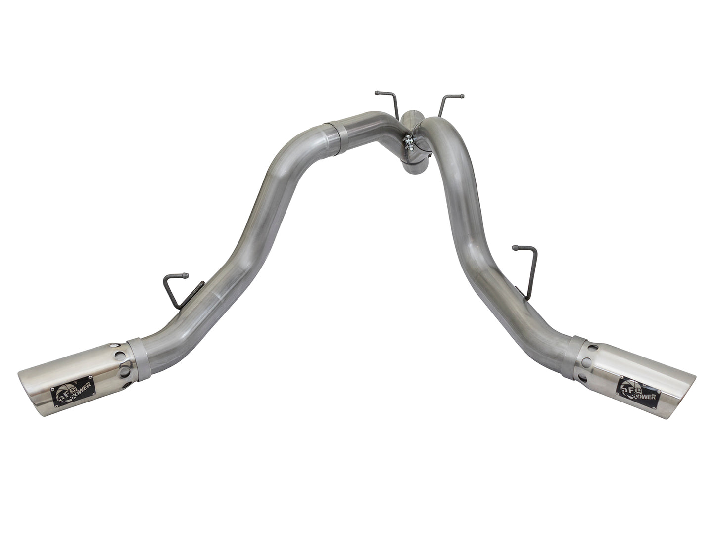 aFe Large Bore-HD 4in 409-SS DPF-Back Exhaust w/Dual Polished Tips - 49-44086-P
