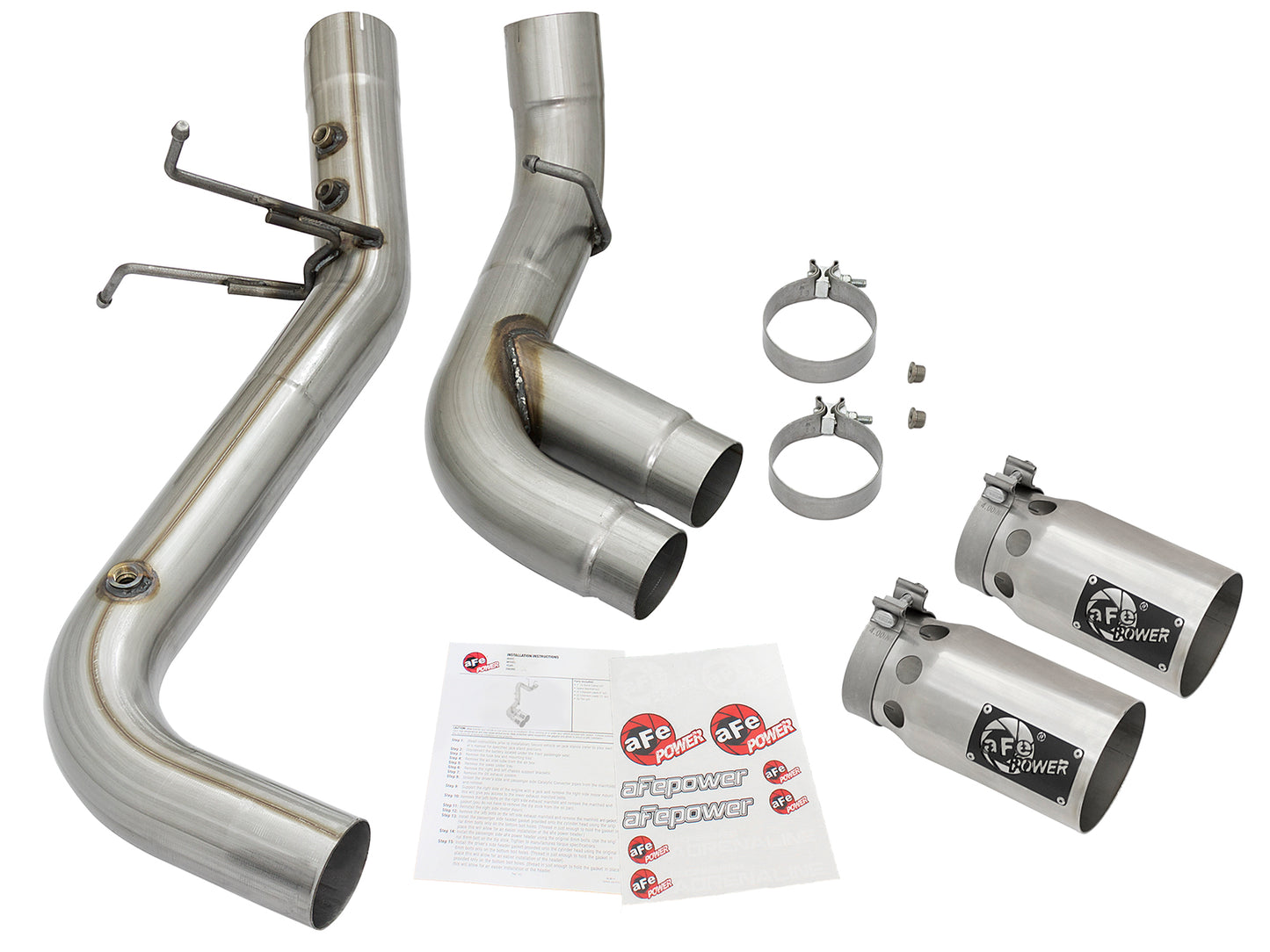 aFe Victory Series 4in 409-SS DPF-Back Exhaust w/ Dual Polished - 49-44089-P