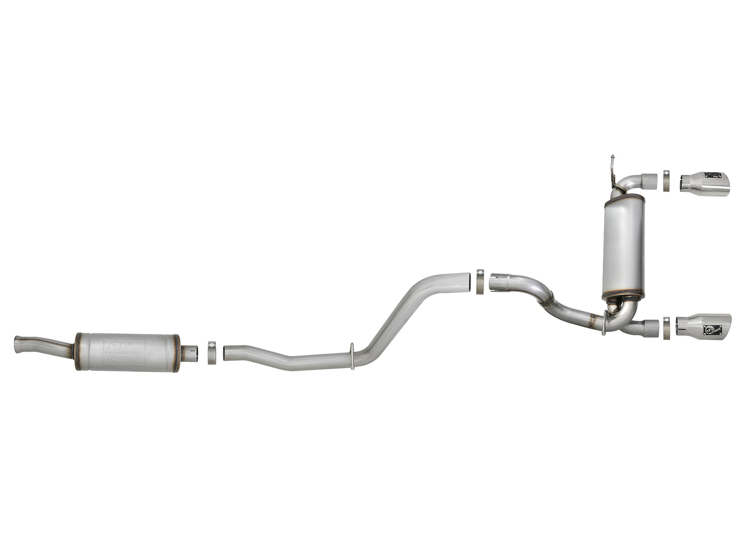aFe Rebel Series 2.5in 409 SS Cat-Back Exhaust w/ Polished - 49-48066-P