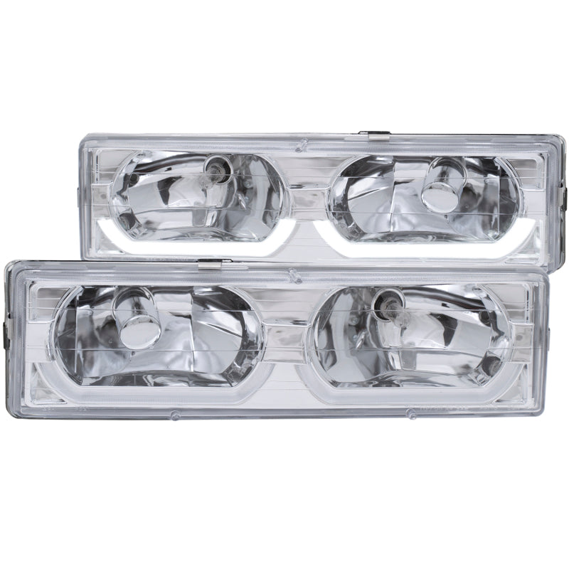 ANZO 1988-1998 Chevrolet C1500 Crystal Headlights Chrome w/ Low - - 111300