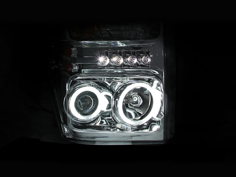 ANZO 2008-2010 Ford F-250 Projector Headlights w/ Halo Chrome (CCFL) - 111167