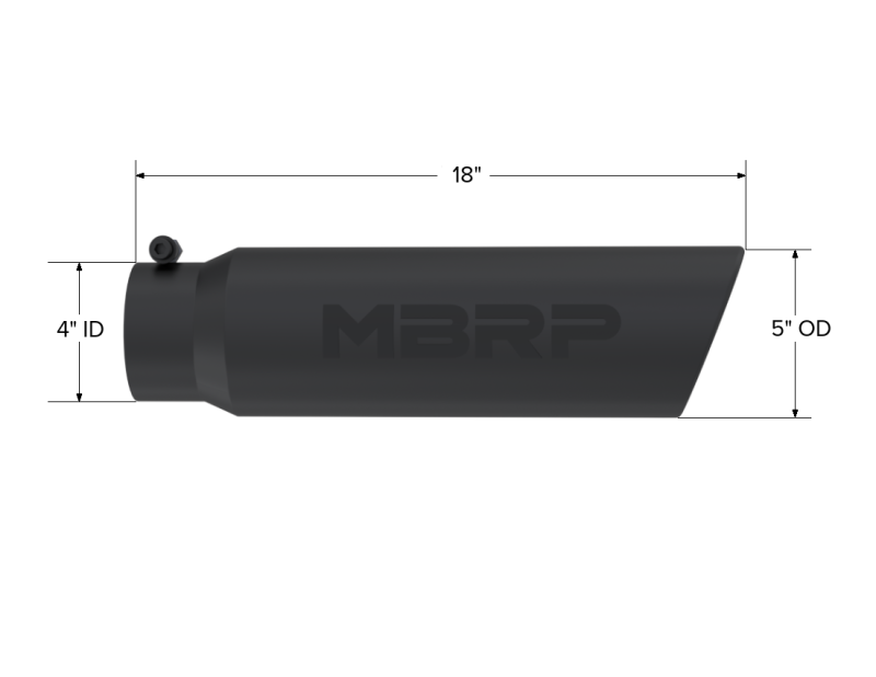 MBRP Universal 5in OD Angled Rolled End 4in Inlet 18in - T5124BLK