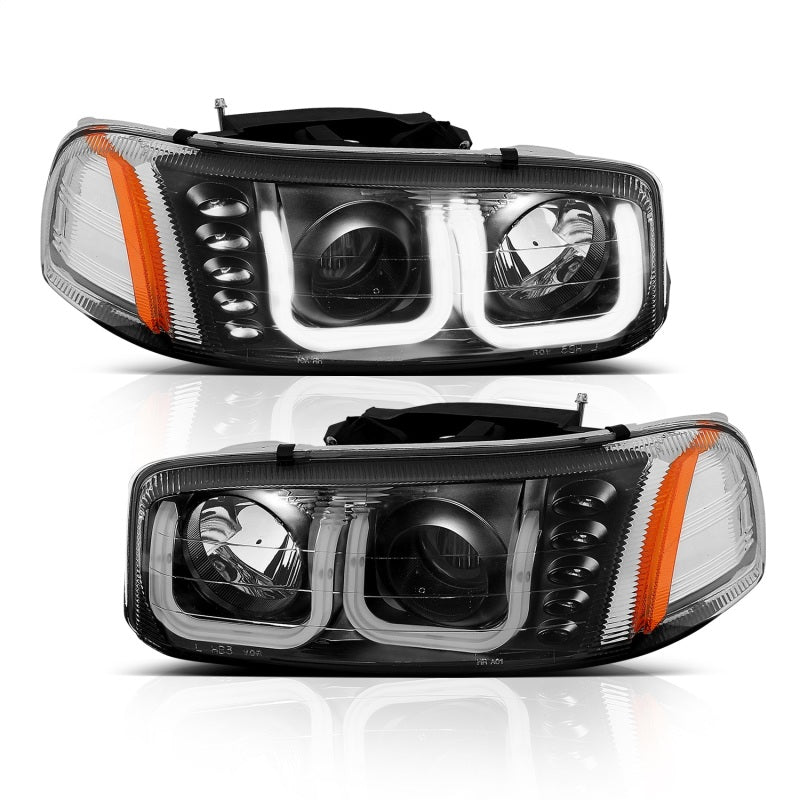 ANZO 1999-2006 Gmc Sierra 1500 Projector Headlights w/ U-Bar Black - 111303