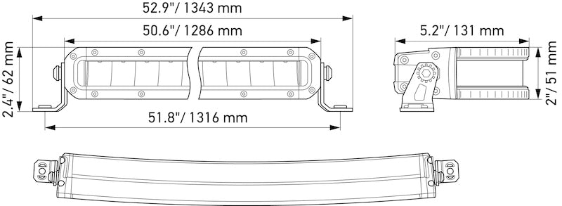 Hella Universal Black Magic 50in Tough Slim Curved Light Bar - 358197531