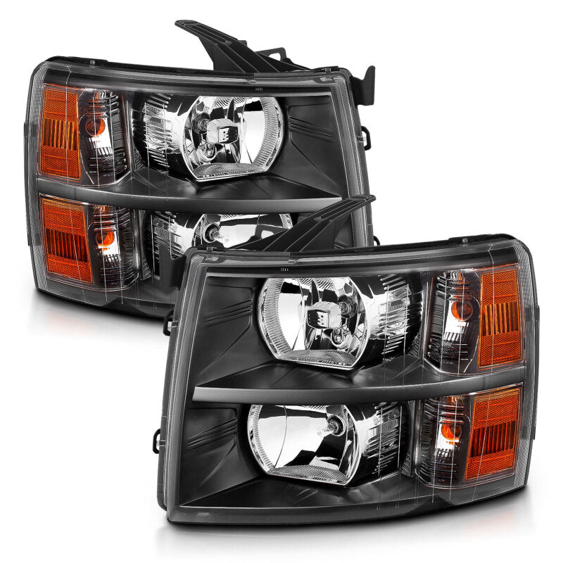 ANZO 2007-2013 Chevrolet Silverado Crystal Headlights Black - 111393