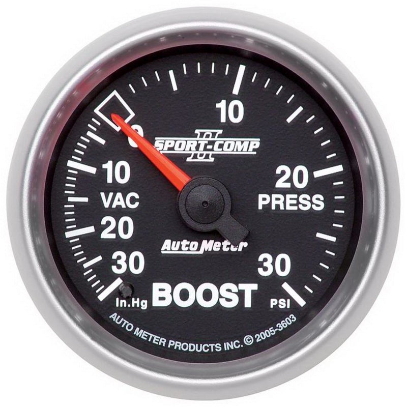 Autometer Sport-Comp II 52mm 30 PSI Mechanical Boost Vacumm Gauge - 3603