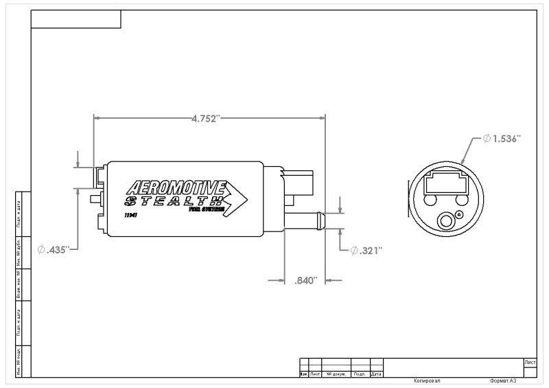 Aeromotive 340 Series Stealth In-Tank E85 Fuel Pump - Offset - 11541