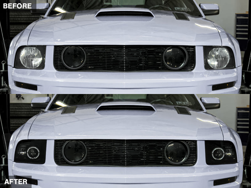 Raxiom 05-09 Ford Mustang Halogen 2010 Style LED Halo Headlights-Blk - 101682