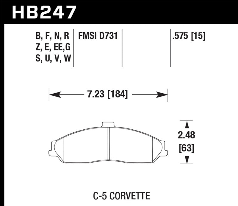 Hawk 97-06 Corvette (incl C5 Z06) HP+ Street Front Brake - HB247N.575