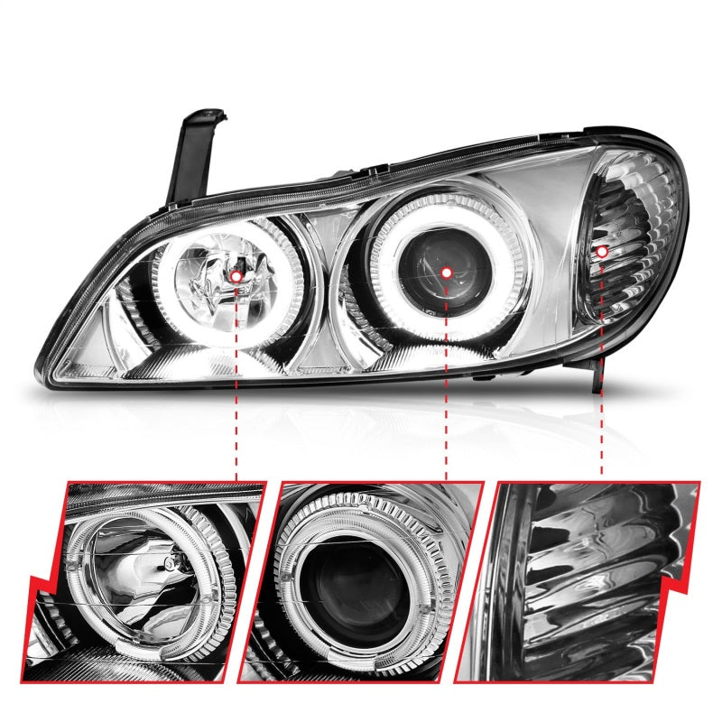 ANZO 2000-2004 Infiniti I30 Projector Headlights w/ Halo Chrome - 121078