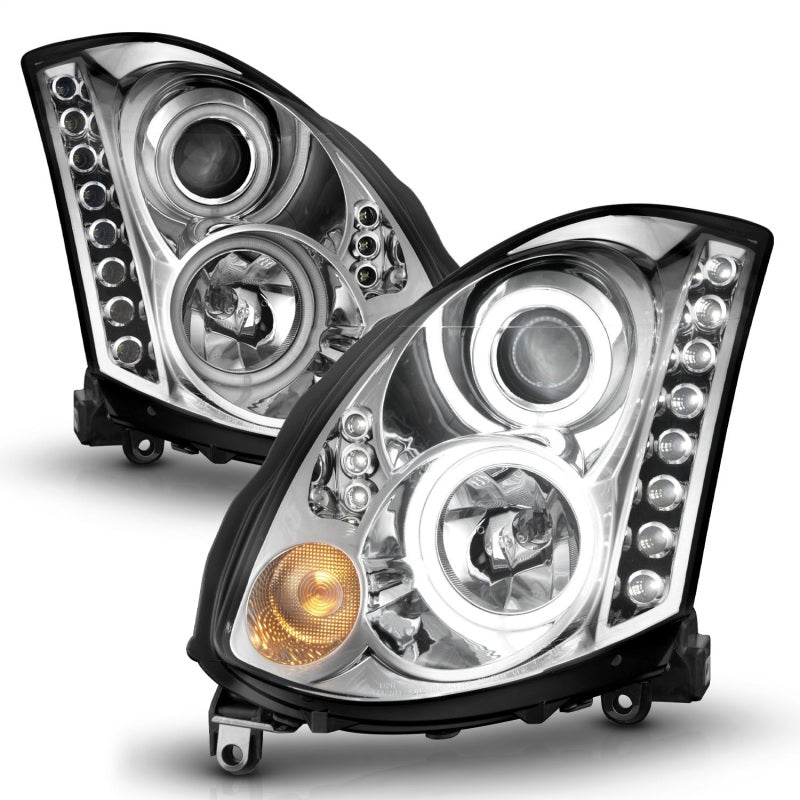 ANZO 2003-2007 Infiniti G35 Projector Headlights w/ Halo Chrome (CCFL) - 121364