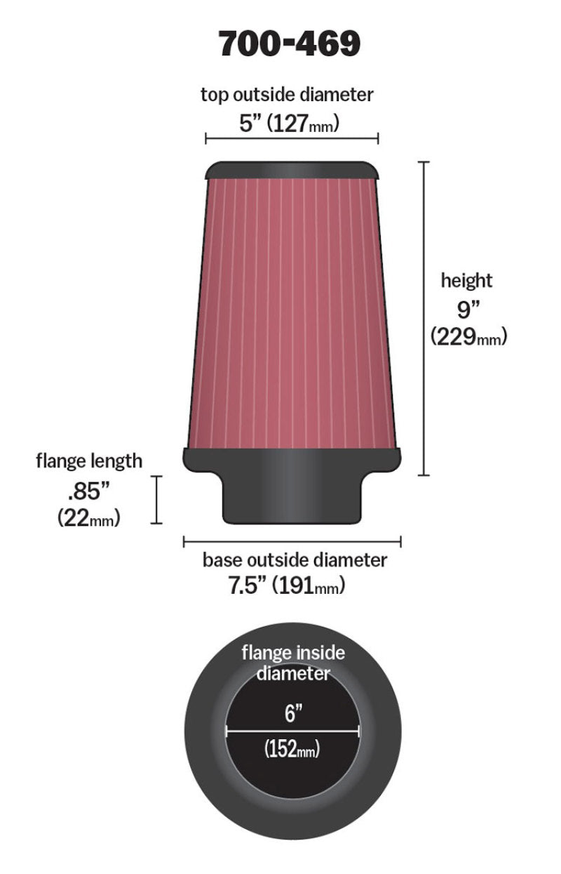 Airaid Universal Air Filter - Cone 6 x 7 1/4 - 700-469