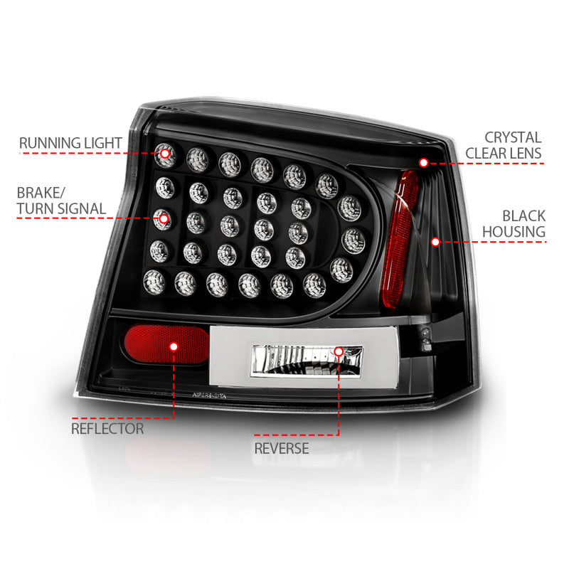 ANZO 2006-2008 Dodge Charger LED Taillights Black - 321014
