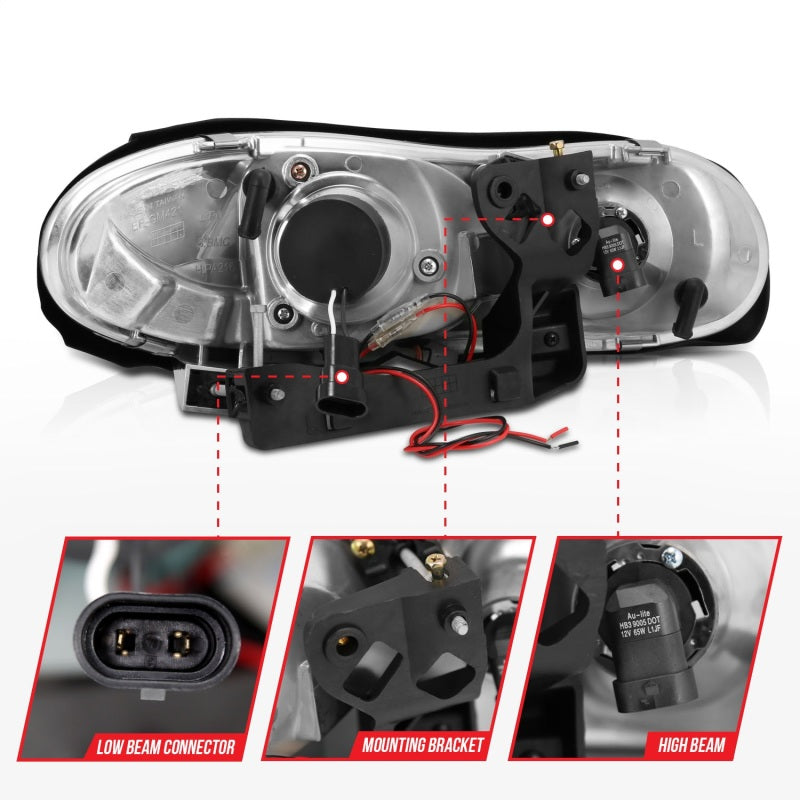 ANZO 1998-2002 Chevrolet Camaro Projector Headlights w/ Halo Black - 121160