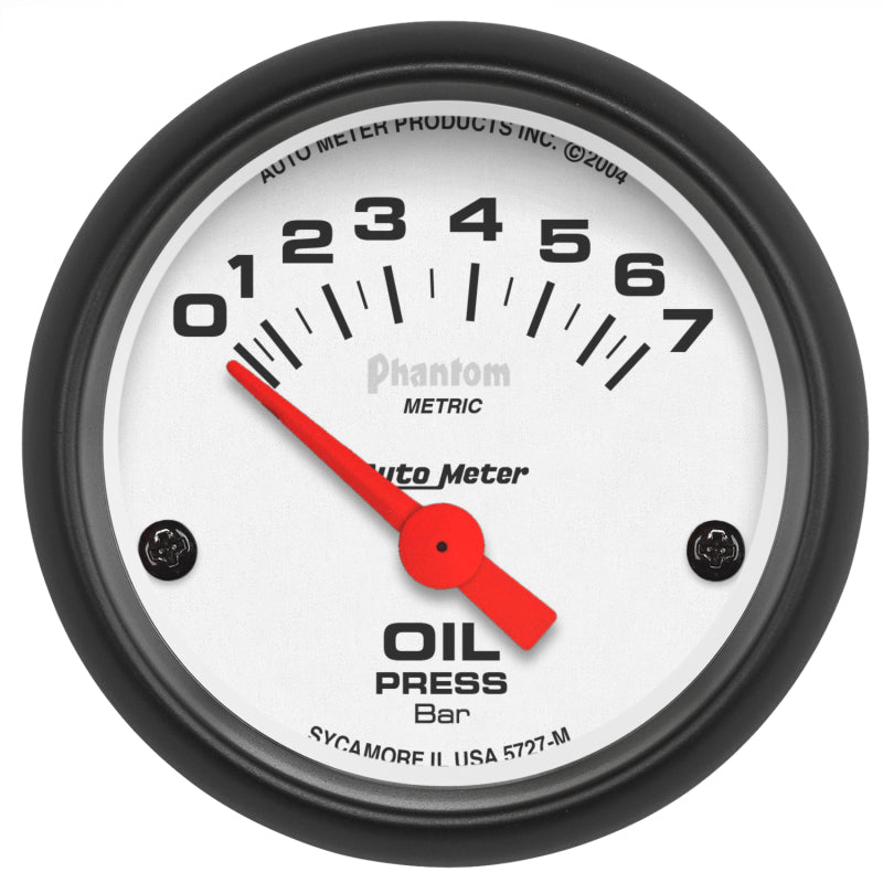 Autometer Phantom 2-1/16in 0-7 BAR Electric Oil Pressure Gauge - 5727-M