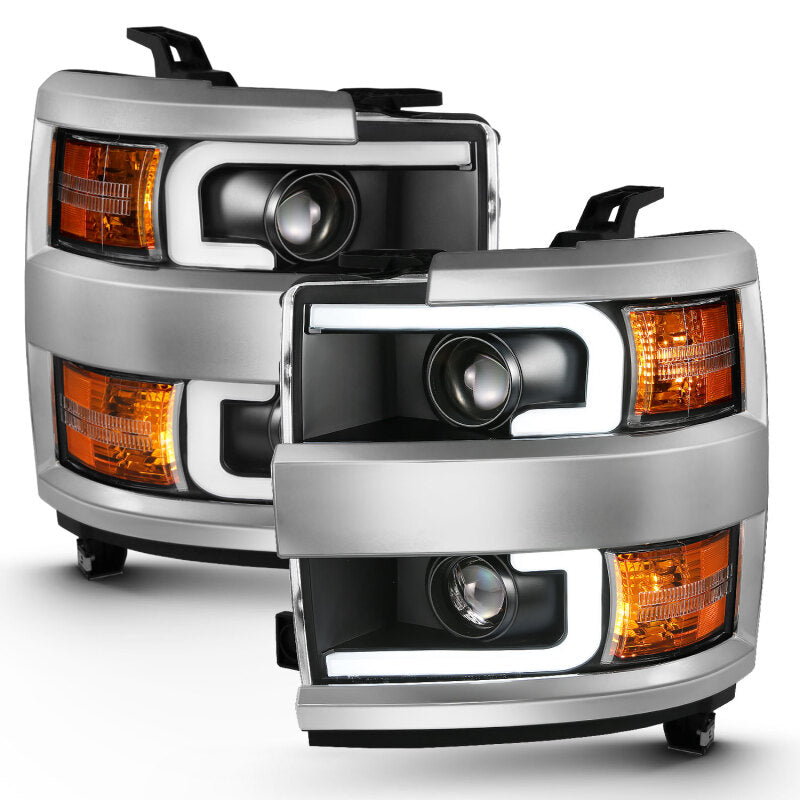 ANZO 2015-2016 Chevrolet Silverado Projector Headlights w/ Plank Style Design - 111359