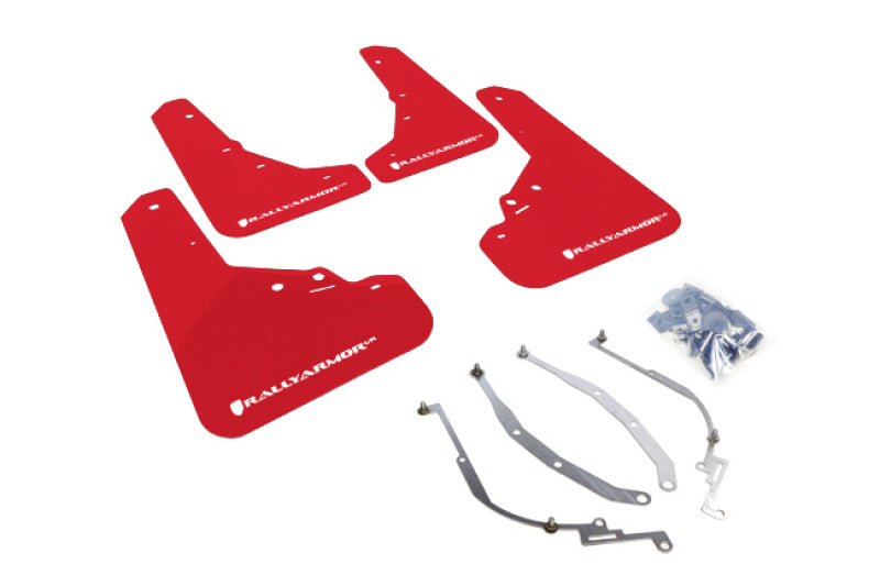Rally Armor 12-18 Fiat 500 Red Mud Flap w/White Logo - MF25-UR-RD/WH