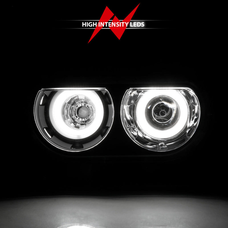 ANZO 2008-2014 Dodge Challenger Projector Headlights w/ Halo Black (CCFL) - 121308