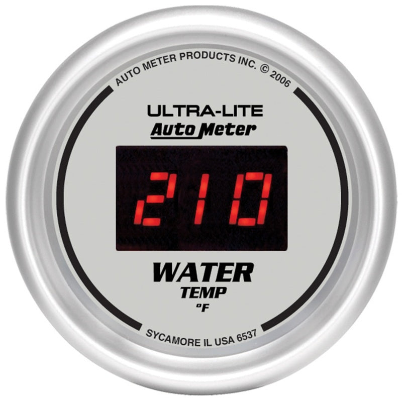 Autometer Ultra-Lite 2-1/16in 340 Deg F Silver Dial Digital w/ - 6537