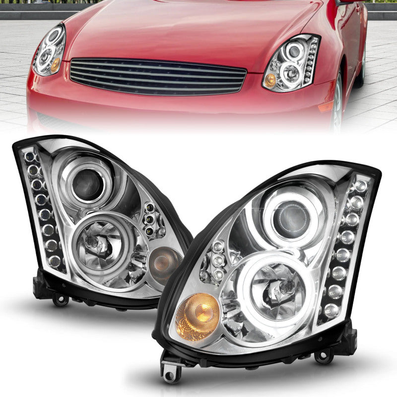 ANZO 2003-2007 Infiniti G35 Projector Headlights w/ Halo Chrome (CCFL) - 121364