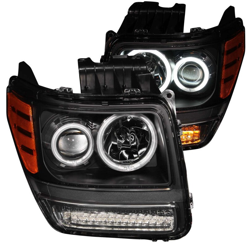 ANZO 2007-2012 Dodge Nitro Projector Headlights w/ Halo Black (CCFL) - 111145