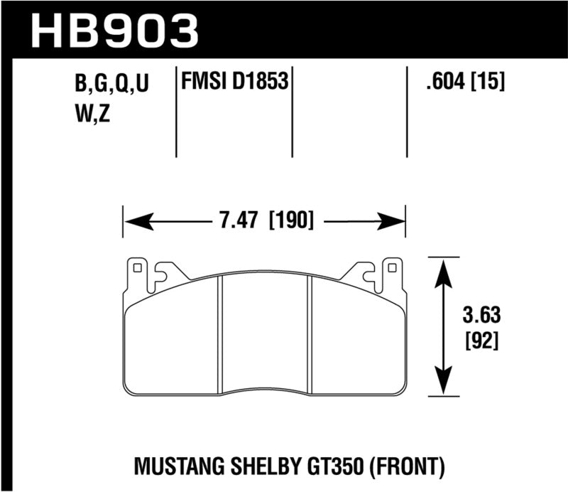 Hawk 15-17 Ford Mustang Shelby GT350/GT350R Performance Ceramic Front Brake - HB903Z.604